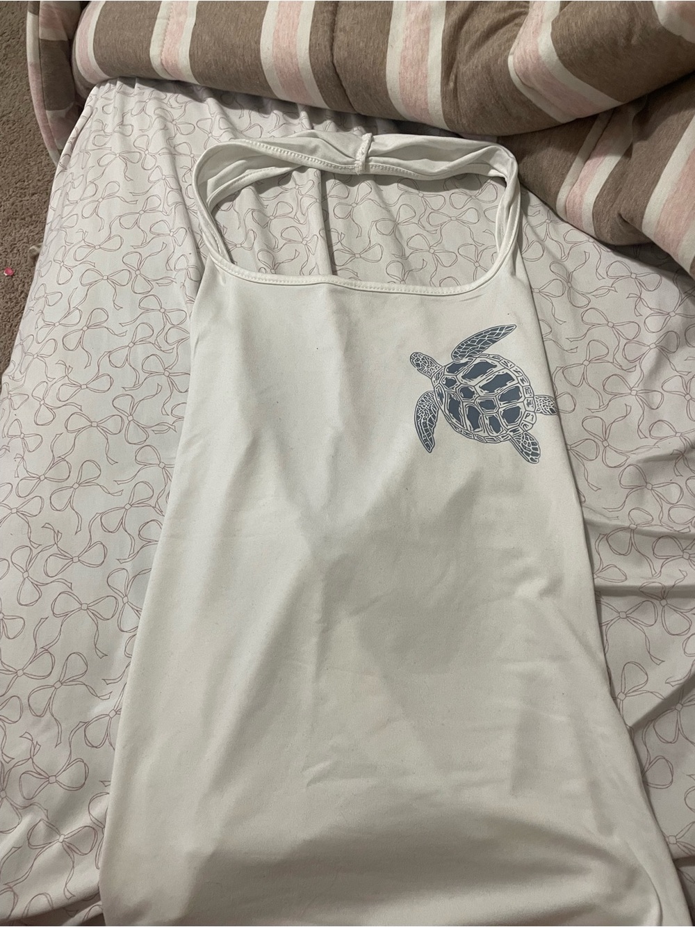 White Tank Dress with Sea Turtle Print - Women Intimates & Sleepwear